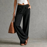 Lunavia – Linen-look wide-leg pants with pockets, high waist