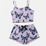 Lunavia – Women's Butterfly Print Ribbed Pajama Set