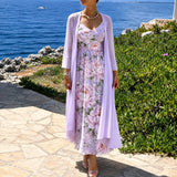 Florenza – Two-Piece Floral Maxi Dress with Sheer Duster