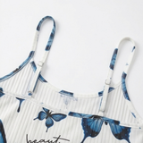 Lunavia – Women's Butterfly Print Ribbed Pajama Set