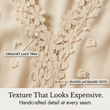 Florenza – Women's Jacquard Crochet-Lace V-Neck Blouse