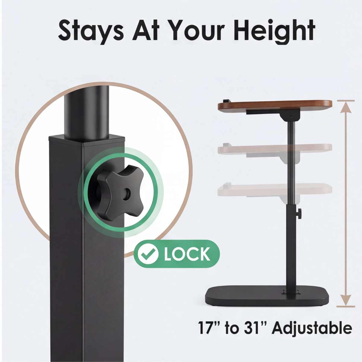 Sofadesk - C-shaped adjustable slide under sofa table
