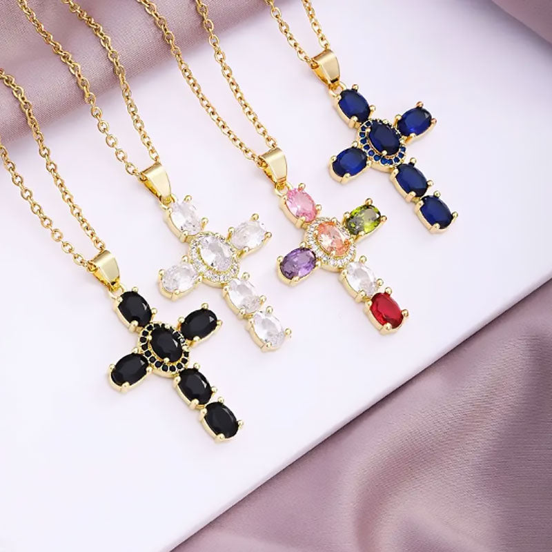 Solavée – Crystal Cross Pendant Necklace