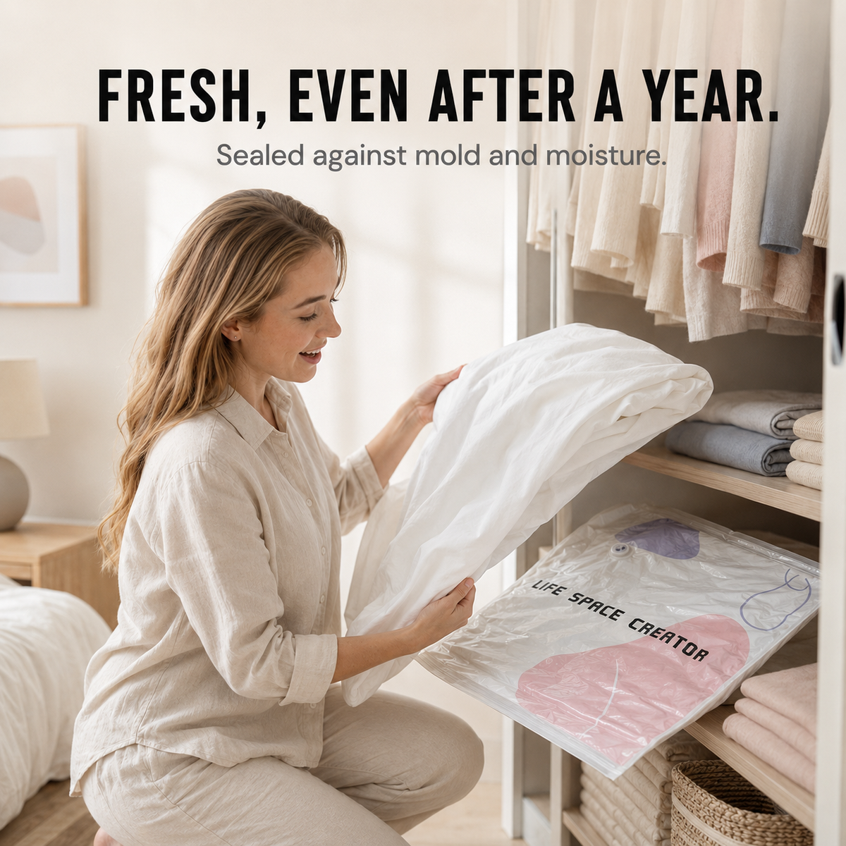 Spacenest – No-Pump 3D Vacuum Storage Bags for Closet & Bedding (2-pack)