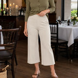Everalyn – High-Waisted Stretch Cropped Wide-Leg Capris with Pockets
