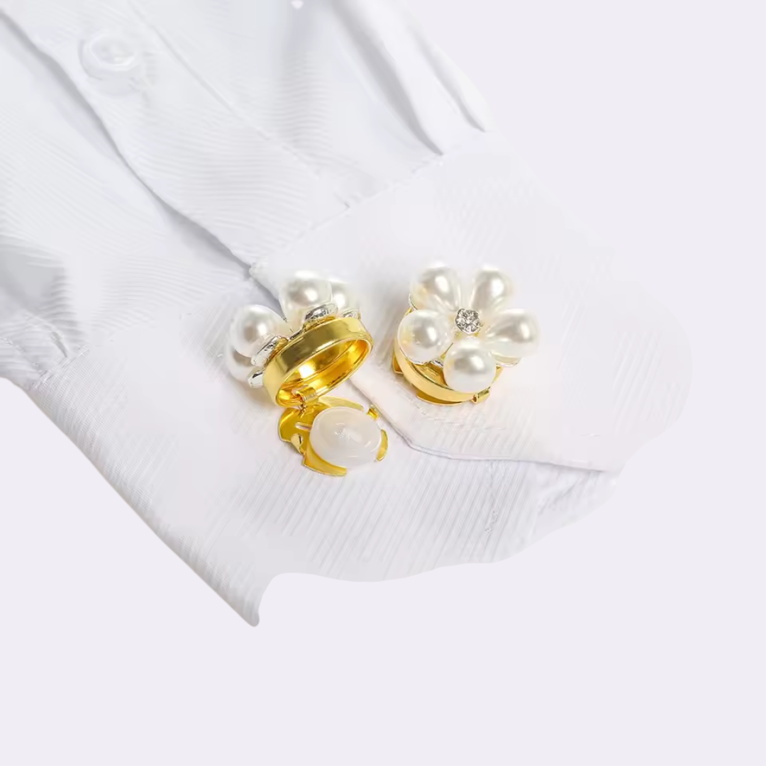 Petaline - Pearl Flower Shirt Clasp