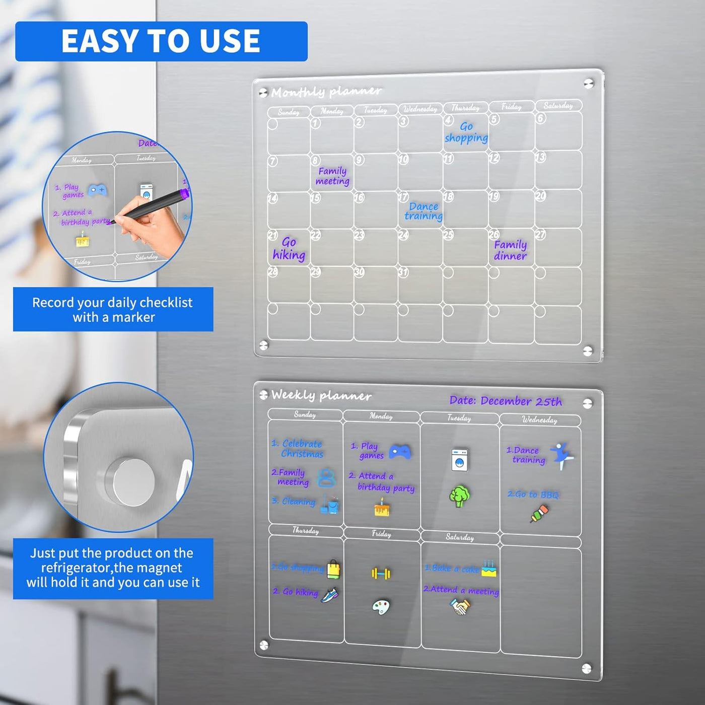 Planiva – Clear Acrylic Fridge Planner