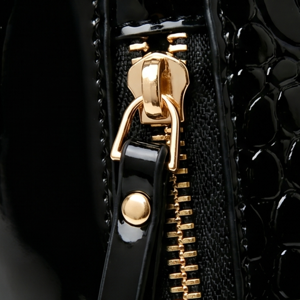 Velora – Glossy Croc Crossbody Handbag