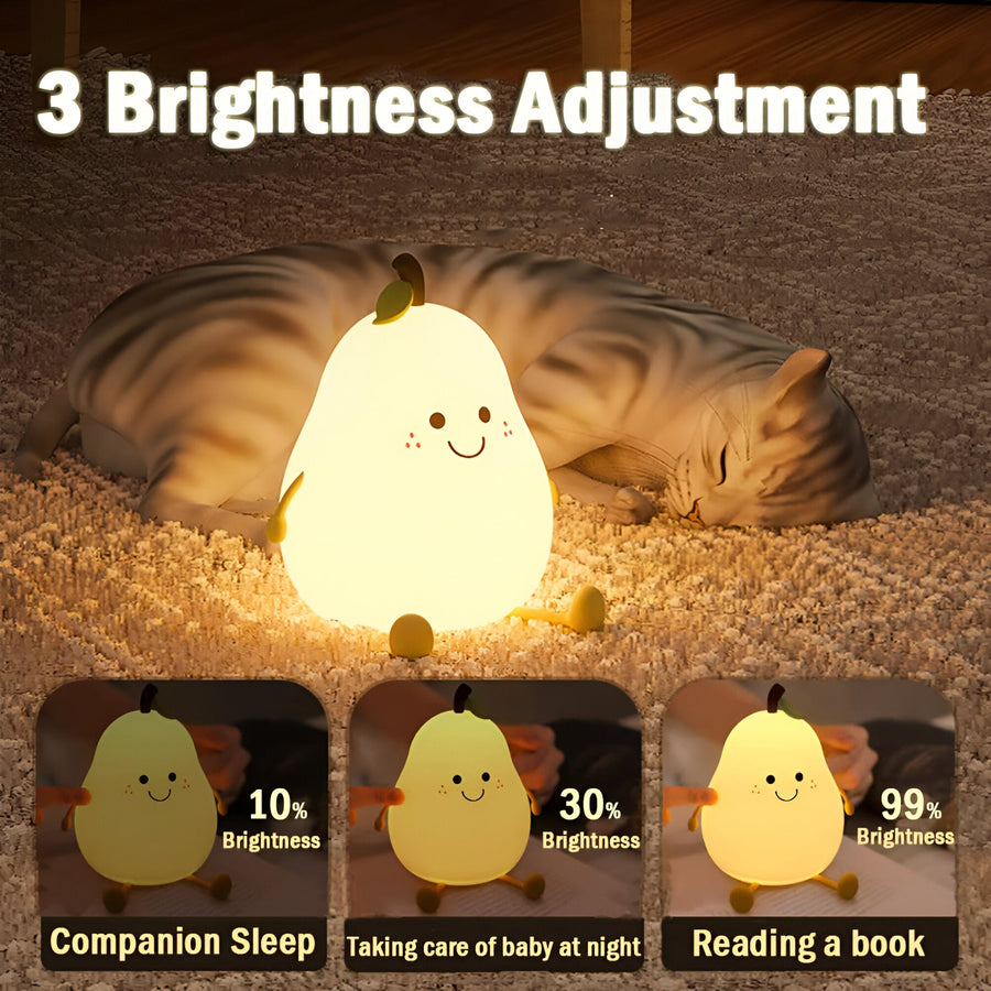 PearGlow - Soft Silicone Night Light Lamp, Pear Shape