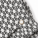 Lunavia – Women's Geometric V-Neck Blouse with Roll-Tab Sleeves