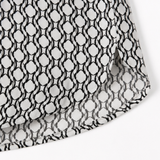 Lunavia – Women's Geometric V-Neck Blouse with Roll-Tab Sleeves
