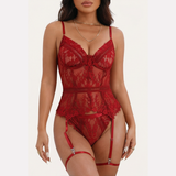 Veloura – Eyelash Lace Corset Set with Garter