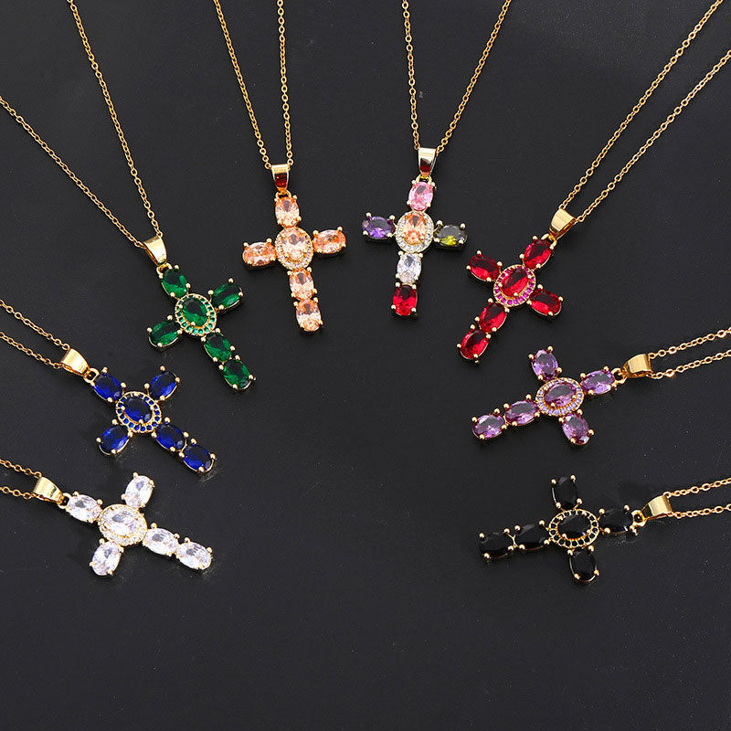 Solavée – Crystal Cross Pendant Necklace