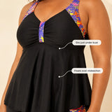 Sirella – Flowy empire tankini and boy shorts swim set for curvy figures