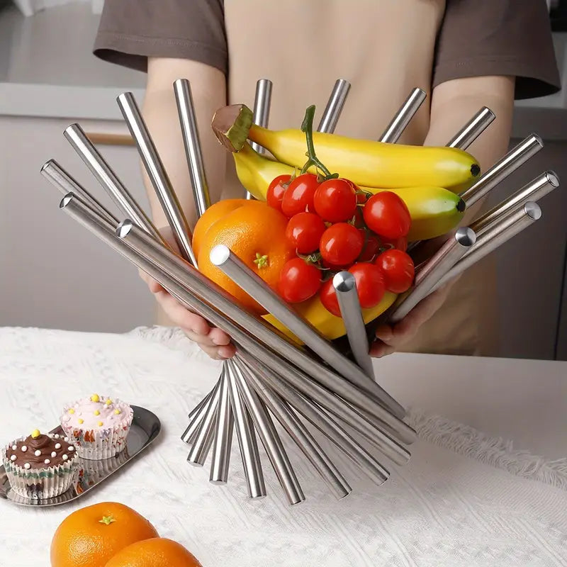 Nestelle – Elegant Stainless Steel Fruit Display Bowl