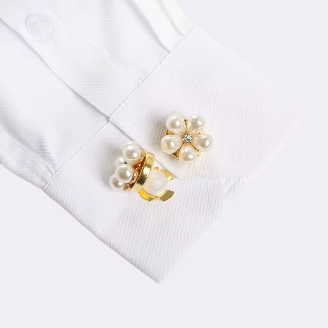 Petaline - Pearl Flower Shirt Clasp