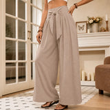 Driftlane – High Waisted Tie Front Wide Leg Pants for Women