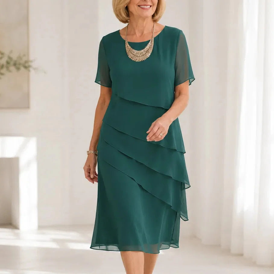 Florenza – Tiered Chiffon-like Midi Dress for Weddings and Events
