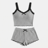 Lunavia – Women's Ribbed Knit Cami & Shorts Pajama Set