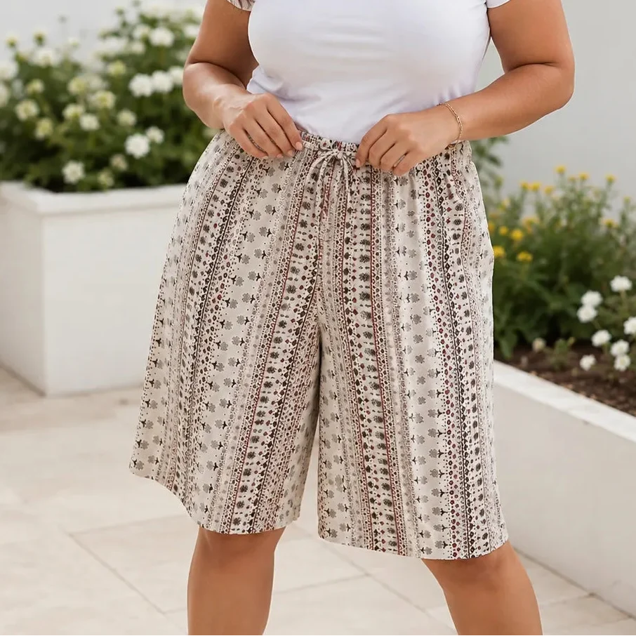 Wearbella – Retro Printed Wide-Leg Summer Shorts for Women