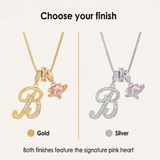 LUMARA – 3-Layer Initial Necklace with Pink Heart Zircon