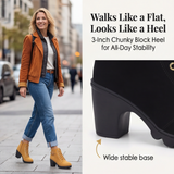 Strovia - Chunky Heel Ankle Boots with Fur Lining