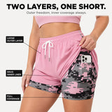 Movelyn – Women's 2 in 1 Running Shorts with Built in Compression Liner and Phone Pocket