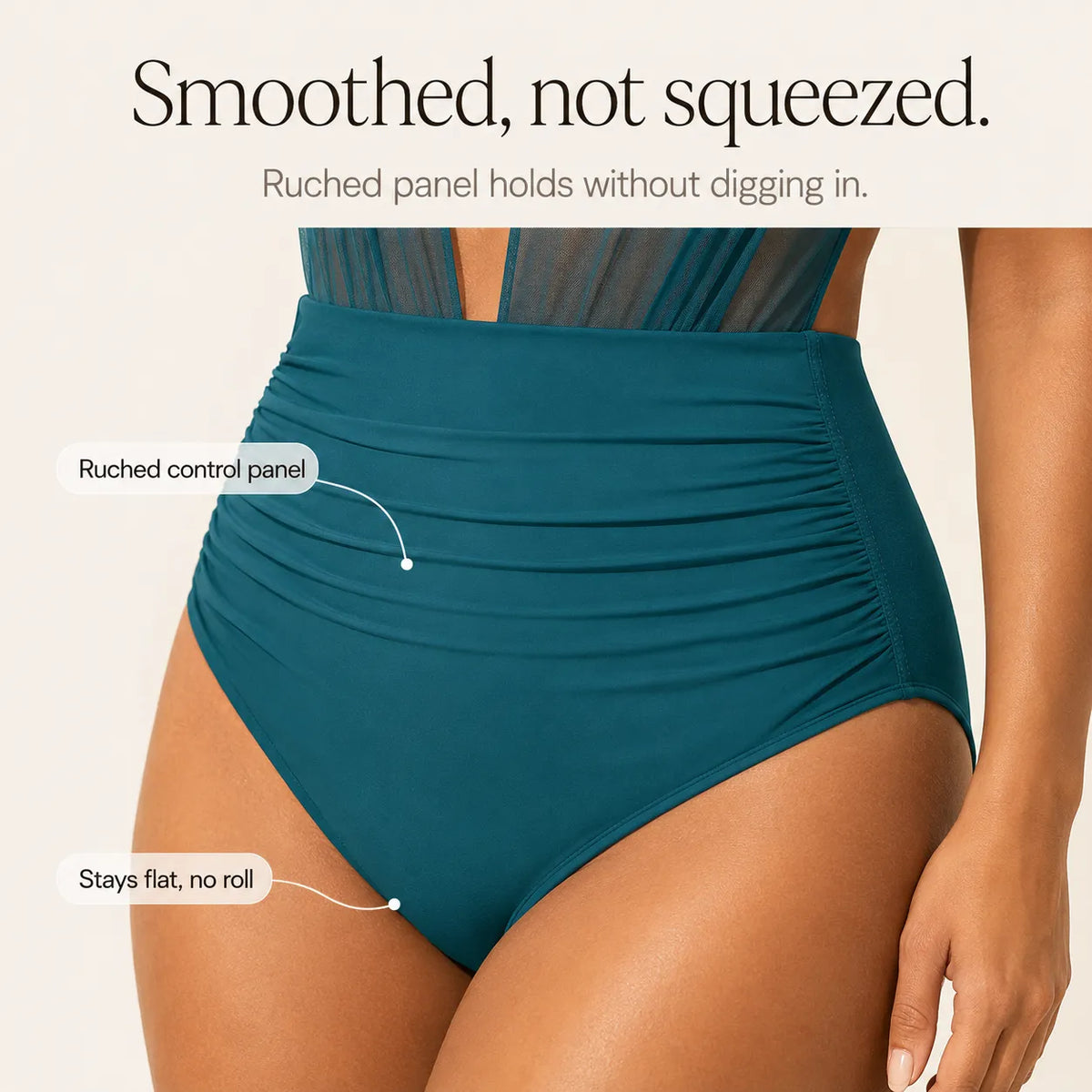 Vayara – Halter Tummy Control Swimsuit with Mesh-like V-Neck