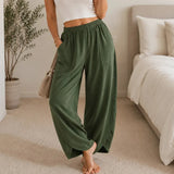 Lounella – Wide Leg Harem Pants with Elastic Waist and Deep Pockets
