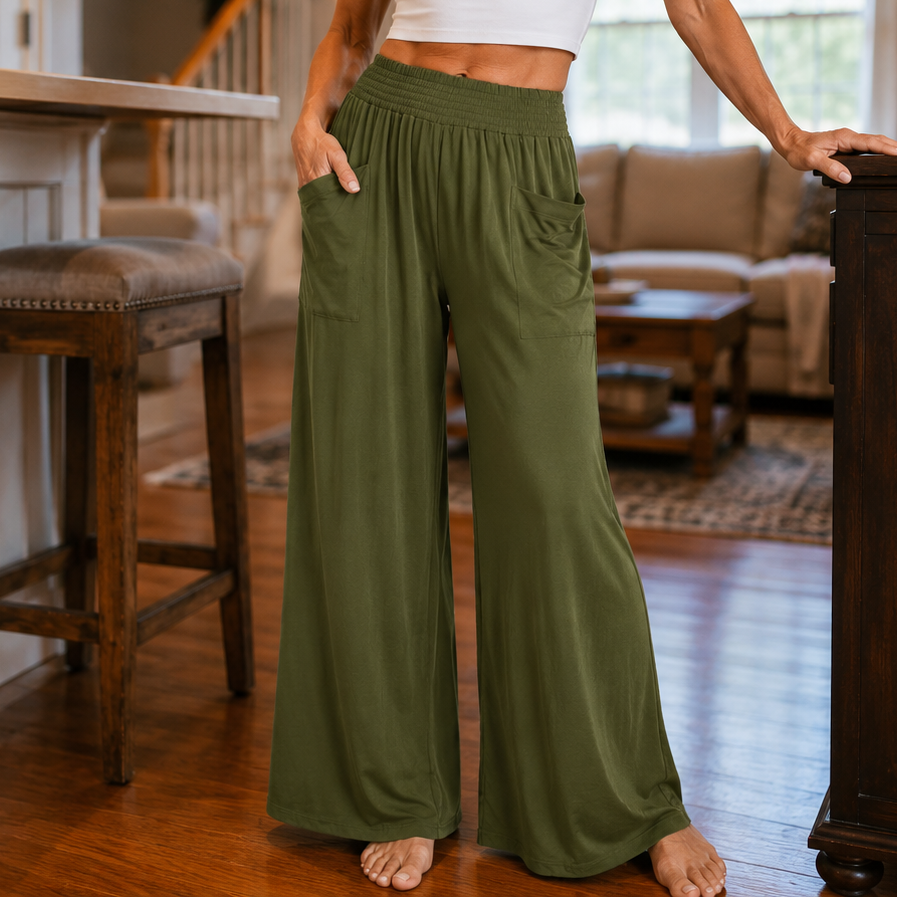 Wearlyn – High Waist Wide Leg Pants with Pockets, Soft Stretch Palazzo Pants for Women