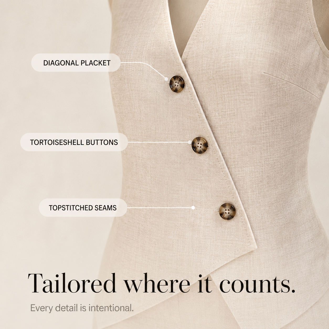 Marlowe & Vale – Asymmetric Vest and Shorts Matching Set for Women