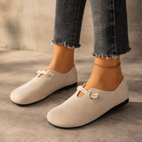 Solette – Knot Strap Suede-Look Mary Jane Flats for Women