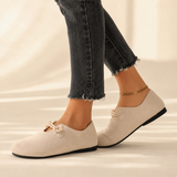 Solette – Knot Strap Suede-Look Mary Jane Flats for Women