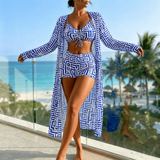 Solena – 3 Piece Geometric Swim Set with Cover-Up