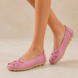 Wearbella – Perforated Woven Low-Cut Flat Loafers