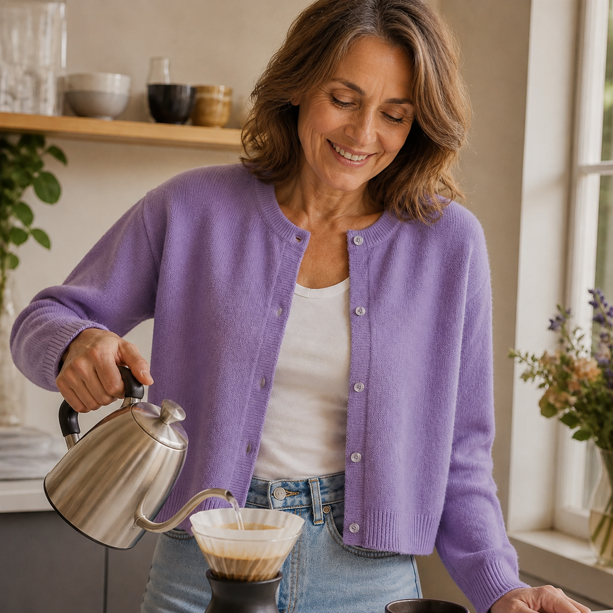 Wearbella – Cropped Brushed-Knit Button-Front Cardigan