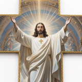 Graceholm – Risen Jesus Wall Cross, Gold Acrylic Christian Home Decor