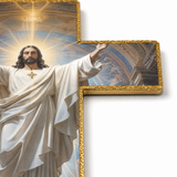 Graceholm – Risen Jesus Wall Cross, Gold Acrylic Christian Home Decor