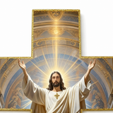 Graceholm – Risen Jesus Wall Cross, Gold Acrylic Christian Home Decor