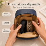 Solene – Structured PU crossbody bag with built-in wallet and glasses compartment