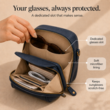 Solene – Structured PU crossbody bag with built-in wallet and glasses compartment