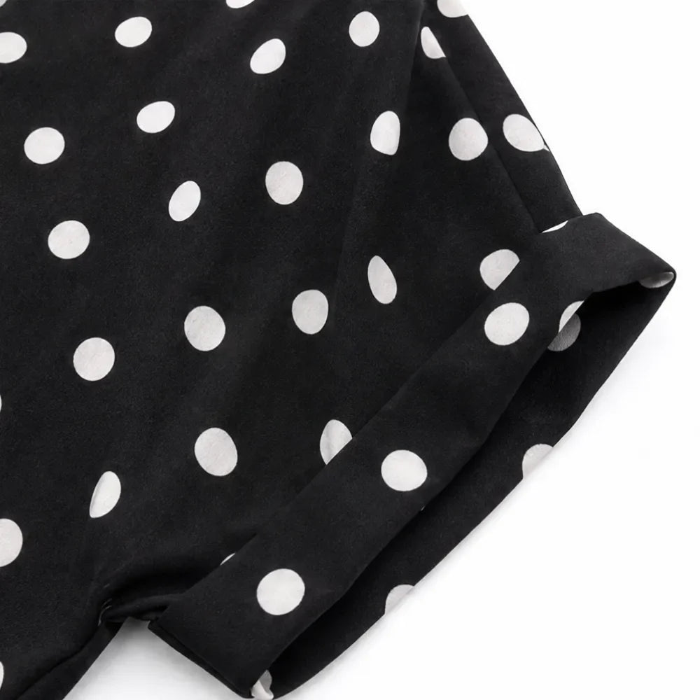Soléa – Polka Dot Blouse and Shorts Set, Soft Drape, Summer Two Piece
