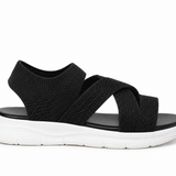 Veluna – Cushioned Stretch Knit Cross Strap Sandals for Women