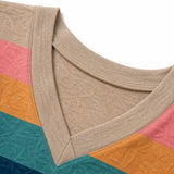 Marlowen – Striped V-Neck Knit T-Shirt Dress for Women, Soft Summer Casual