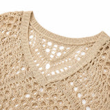 Marigrove – Bohemian Hollow-Knit V-Neck Crochet Top for Women