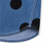 Marevelle – Oversized Polka Dot Denim Shirt with Stand Collar