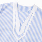 Marivelle – Striped V-Neck Tunic Dress with Pockets