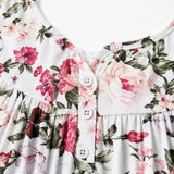 Florenza – Women's Floral Pleated Henley Tunic Top, Flowy Short Sleeve V-Neck Button Up Shirt for Jeans