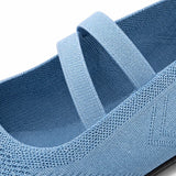 Soffea – Knit Mary Jane Flats with Elastic Straps for Women, Slip On Breathable Ballet Shoes