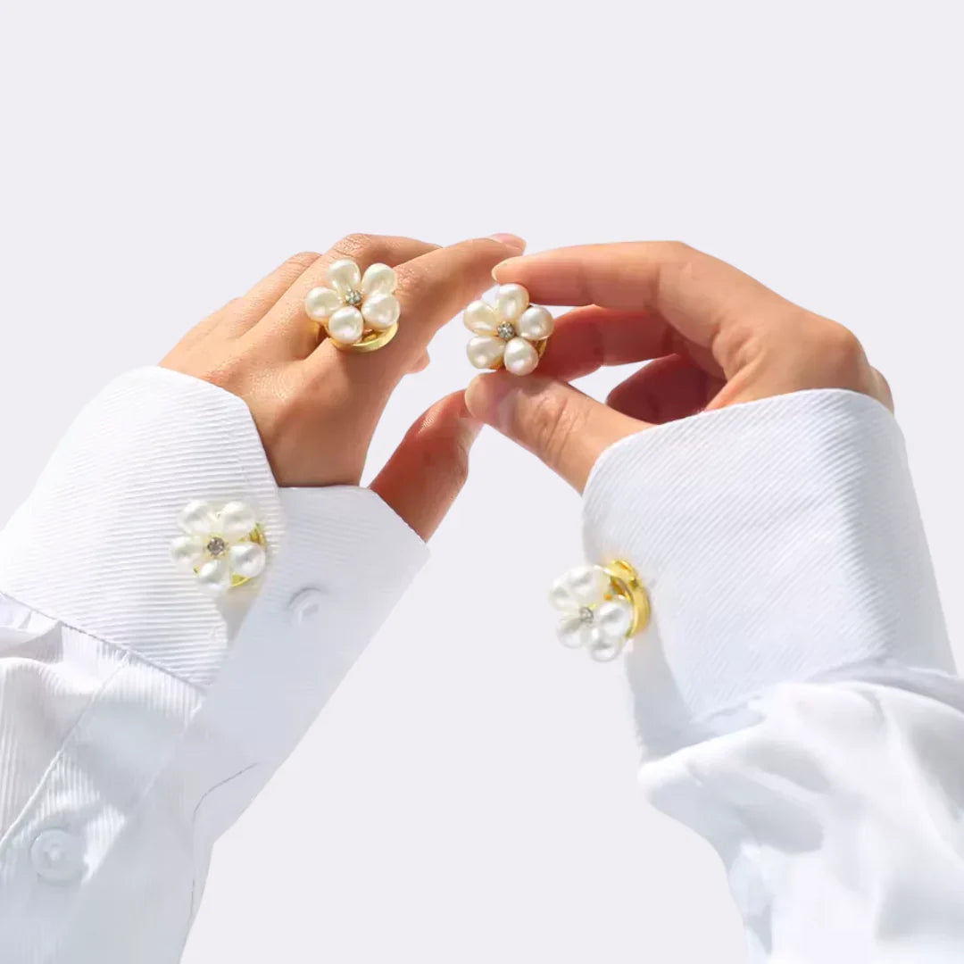 Petaline - Pearl Flower Shirt Clasp